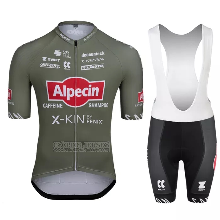 2022 Cycling Jersey Alpecin Fenix Green Red Short Sleeve and Bib Short